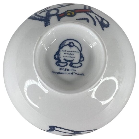 Doraemon Cat Ramen Bowl White Ceramic Footed Pedestal Rice White Blue Anime - Picture 6 of 6